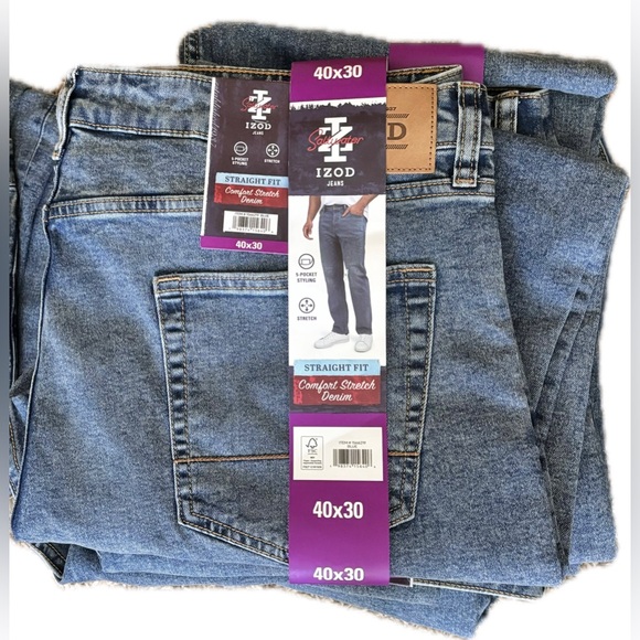 Izod Men's Straight Jeans 40x30 - Classic Blue 👖 SaltWater - Picture 6 of 8